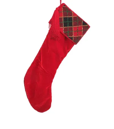 Harrods Velvet Tasselled Stocking In Red