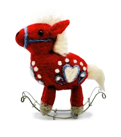 Harrods Wool Rocking Horse Tree Decoration In Red