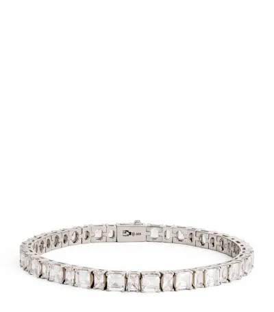 Hatton Labs Sterling Silver And Cubic Zirconia Tennis Bracelet In White