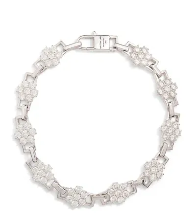 Hatton Labs Sterling Silver Daisy Tennis Bracelet In White