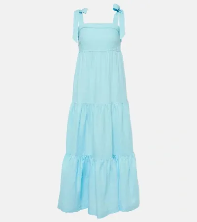 Heidi Klein Nungwi Beach Tiered Linen Maxi Dress In Blue