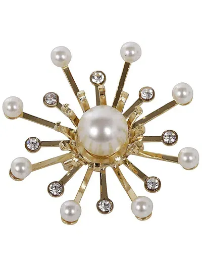 Helenezubeldia Kiku Brooch Pearl In Metallic