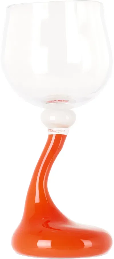 Helle Mardahl Orange & Off-white Bon Bon 'the Goblet Mega' White Wine Glass