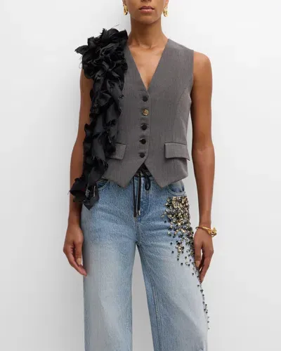 Hellessy Paco Ruffle Single-breasted Vest In Pebble