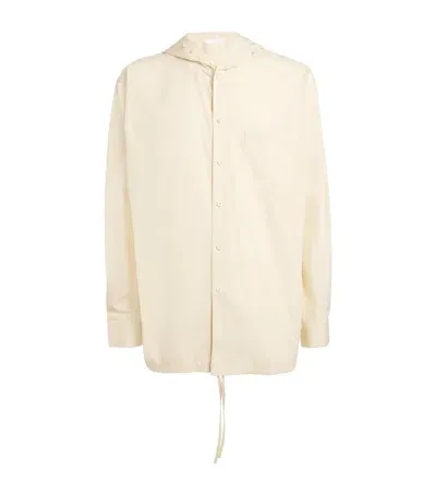 Helmut Lang Cotton Hooded Shirt In Neutral