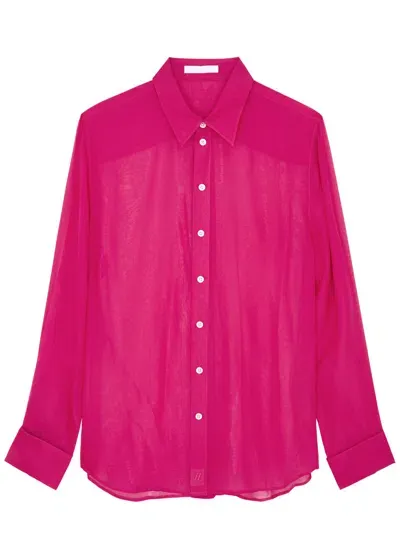 Helmut Lang Sheer Silk-chiffon Shirt In Pink