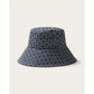 Hemlock Bali Wide Brim Bucket Hat In Indigo Waves