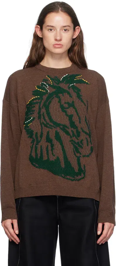 Henrik Vibskov Horse Head-jacquard Jumper In Brown