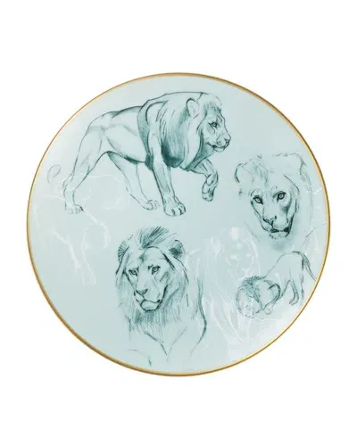 Pre-owned Herm S Carnets D'equateur Lions Salad Plate