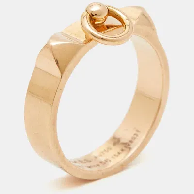 Pre-owned Hermes Collier De Chien 18k Rose Gold Ring Size 56