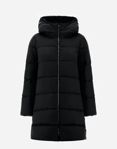 Herno A-shape Jacket In Arendelle And New Lady Faux Fur In Black