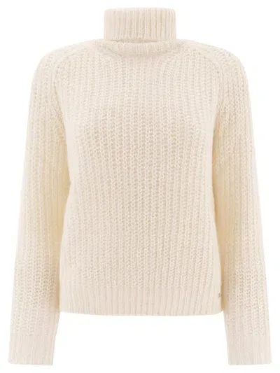 Herno Alpaca And Lurex Turtleneck Sweater In White