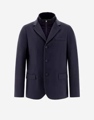 Herno Blazer In New Cashmere And Nylon Ultralight In Navy Blue