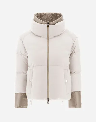 Herno Bomber Jacket In Cashmere, Silk And Nylon Ultralight In Chantilly