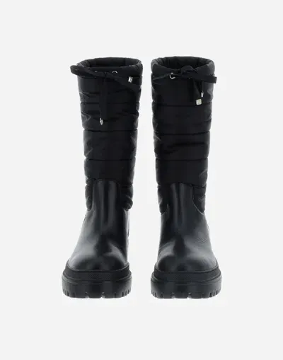 Herno Boots In Faux Leather And Nylon Ultralight In Black