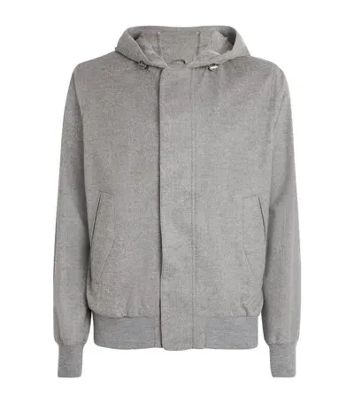 Herno Cashmere Bomber Jacket In Grey