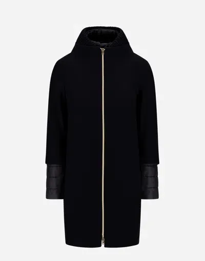 Herno Coat In New Cashmere And Nylon Ultralight In Black