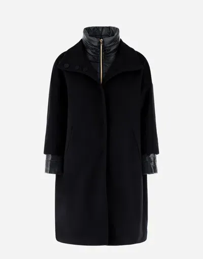 Herno Coat In New Cashmere And Nylon Ultralight In Black