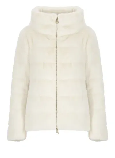 Herno Down Jacket With Faux Fur In White