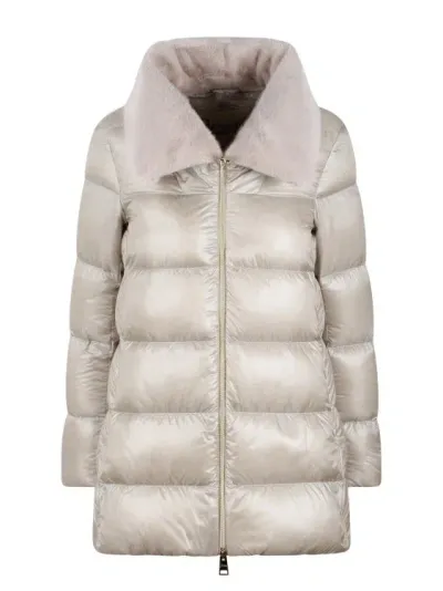 Herno Eco-fur Collar Down Jacket In Grey