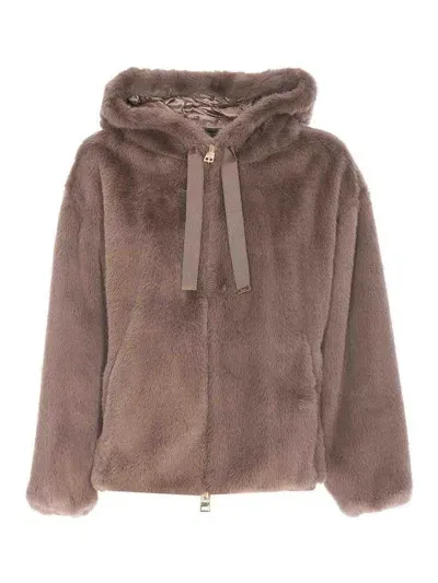 Herno Faux Fur Bomber In Brown