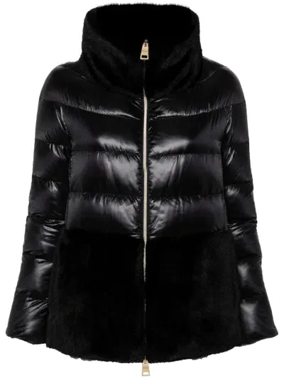 Herno Quilted Down Jacket With Faux Fur Inserts Clothing In Black