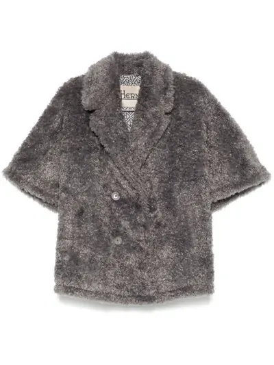 Herno Faux-shearling Jacket In Grey