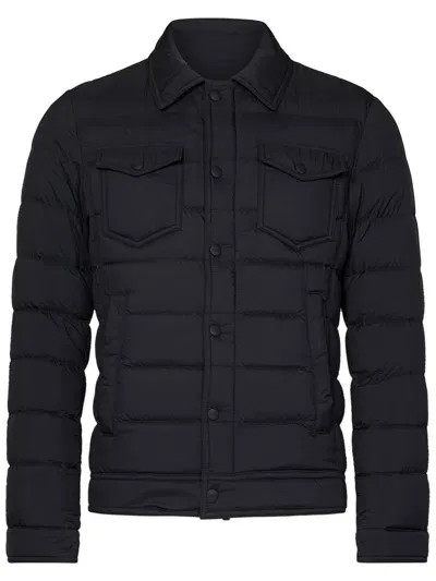 Herno La Denim Jacket Down Jacket In Black