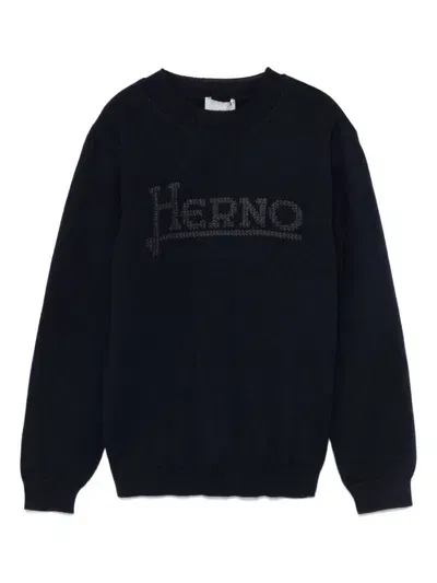 Herno Kids' Logo-embroidered Sweater In Blue