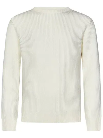 Herno Logo Plaque Crew Neck Sweater In White