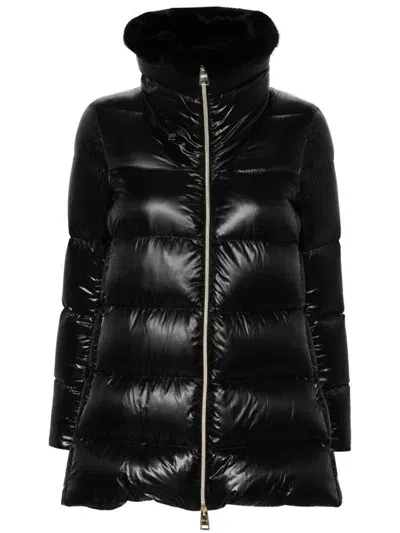 Herno Medium Down Jacket Faux Fur Collar Clothing In Black