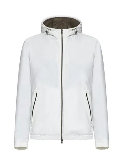 Herno Mock Neck Hooded Jacket In White