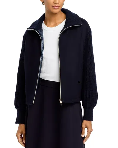 Herno Multi Media Cashmere Coat In Dark Blue