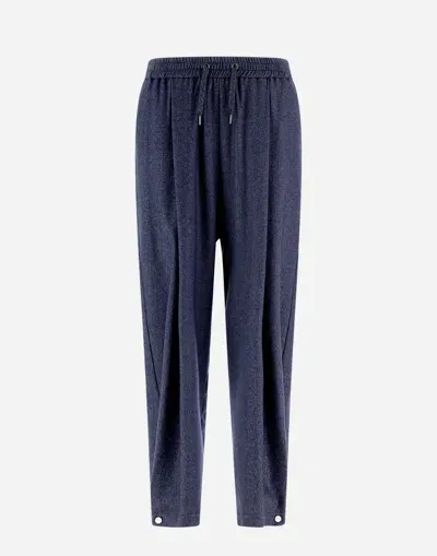 Herno Resort Trousers In Cashmere Silk In Denim