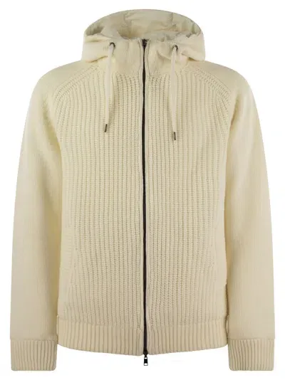 Herno Reversible Padded Wool Bomber Jacket In White