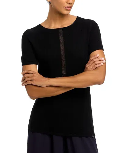 Herno Short Sleeve Cashmere Knit Tee In Black