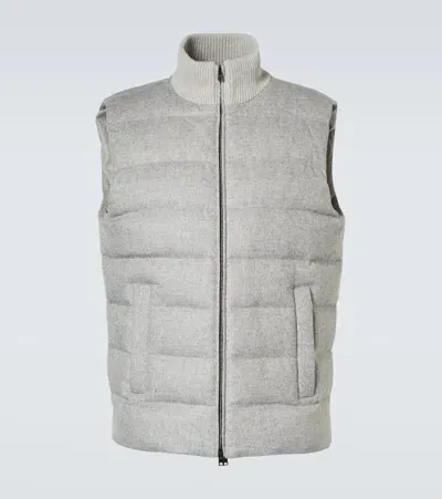 Herno Silk And Cashmere Down Vest In Grey