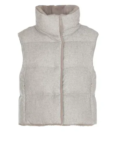 Herno Silk And Cashmere Vest In Grey