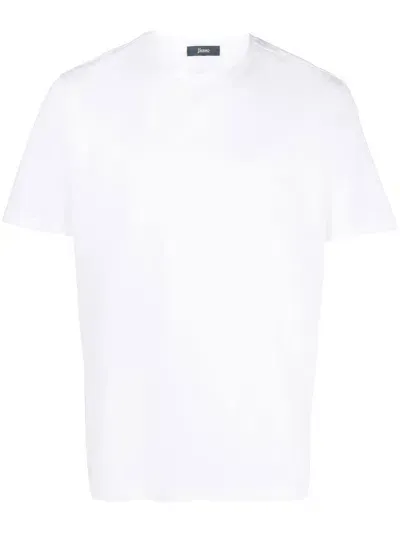 Herno Shortsleeved Crew Neck T-shirt In White