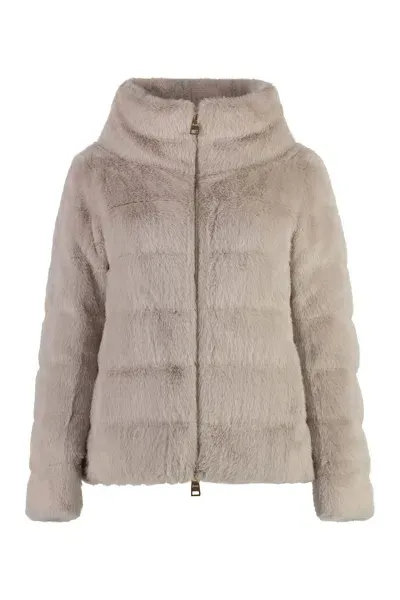 Herno Vegan Fur Jacket In Beige