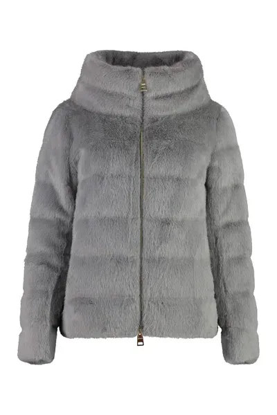 Herno Vegan Fur Jacket In Grey