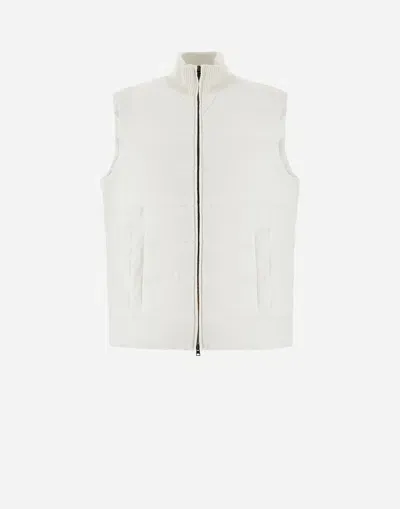 Herno Vest In Cashmere, Silk And Knit In Ivory