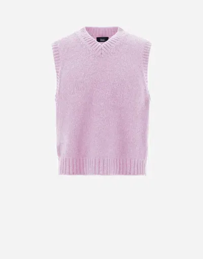 Herno Vest In Plain Alpaca Wool In Pink