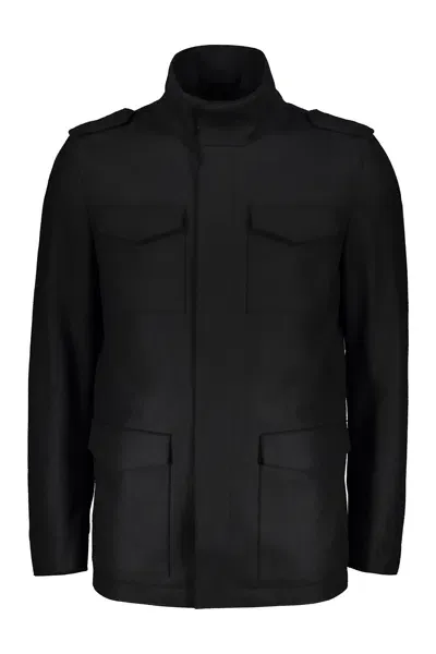 Herno Wool Blend Blazer In Black