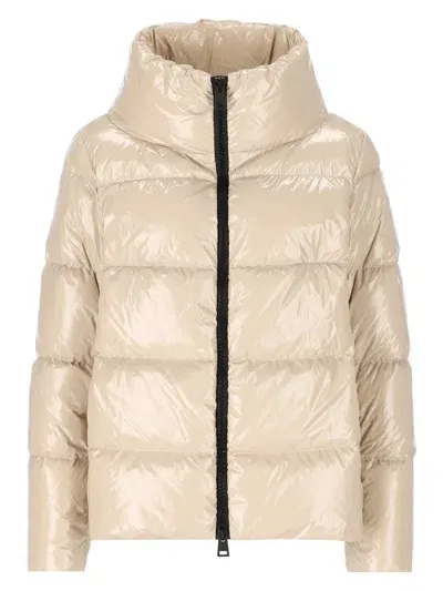 Herno Zipped Hooded Down Jacket In Yellow