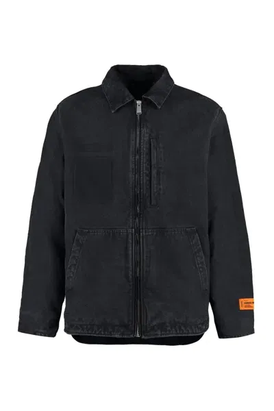 Heron Preston Bleach Wash Denim Jacket In Black