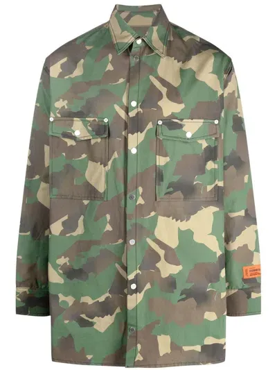 Heron Preston Camouflage-print Shirt Jacket In Grün