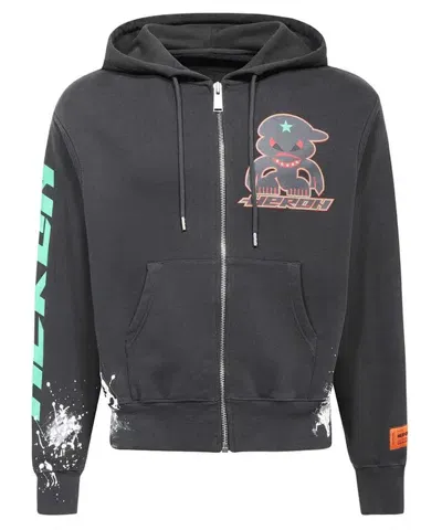 Heron Preston Cotton Full Zip Hoodie In Black