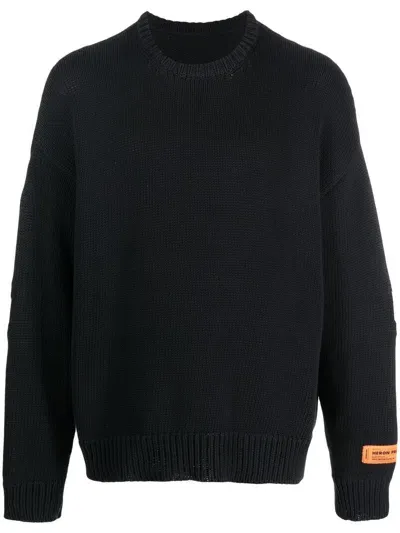 Heron Preston Crew-neck Intarsia Jumper In Black