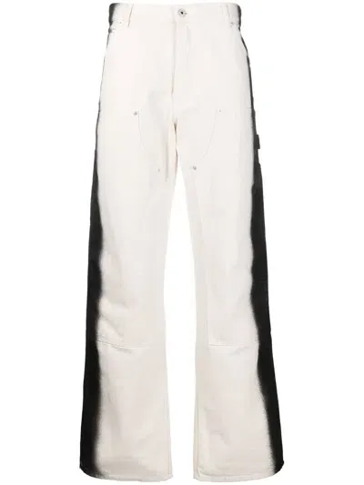 Heron Preston Gradient-print Wide-leg Trousers In White